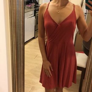 Dusty rose skater wrap dress